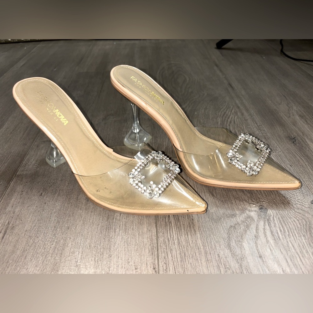 Never worn rhinestone clear heels